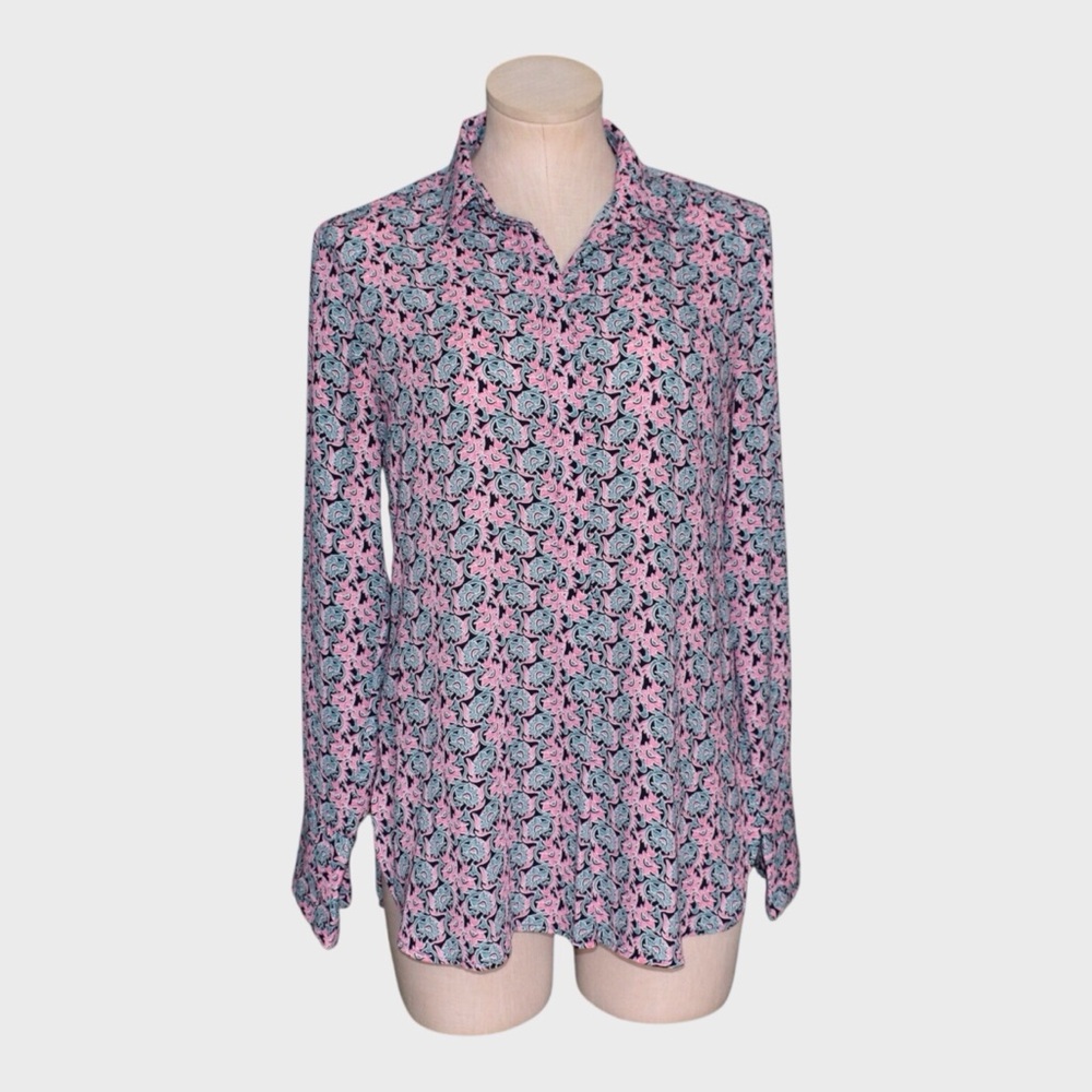 Banana Republic Floral Print Popover Long Sleeve Blouse